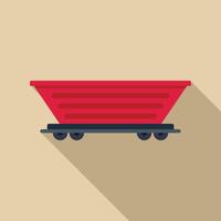 Empty mining cart standing on rails on beige background vector