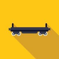 Empty platform railroad car waiting on yellow background vector