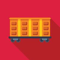 Empty orange cargo wagon standing on rails illustration vector
