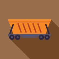Mining cart standing on rails over brown background vector