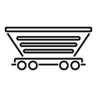 Mining cart carrying coal on rails icon vector