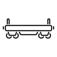 Empty railroad platform with wheels waiting for train to arrive line icon vector