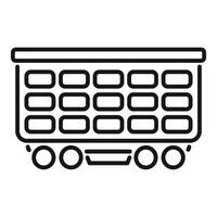 Mining cart with coal moving on rails vector