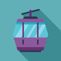 Purple funicular cabin hanging on ropeway in mountains vector