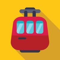 Red funicular railway car taking tourists to the top of mountain vector