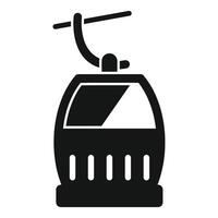 Funicular cabin hanging on ropeway transporting tourists vector