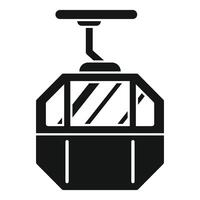 Funicular cabin ascending mountain transporting tourists vector