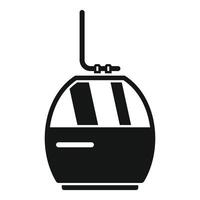 Funicular cabin taking tourists up mountain silhouette icon vector
