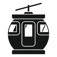 Black and white icon of a funicular cabin climbing a mountain vector