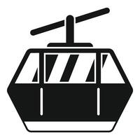 Funicular cabin hanging on cableway transporting passengers vector