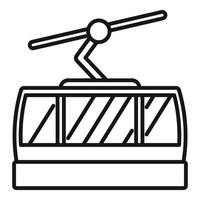 Empty mountain cable car hanging from above showing windows vector