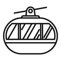 Cable car cabin hanging on ropeway with opened window for mountain ski resort vector