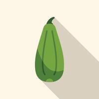 Green zucchini squash icon showing long shadow vector