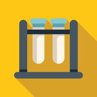 Two test tubes containing liquid substance in a lab stand vector