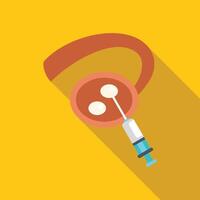 Syringe taking egg cell for artificial insemination procedure vector
