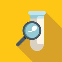 Magnifying glass examining sperm in test tube for fertility analysis vector