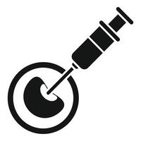 Syringe injecting medicine into liver icon, simple style vector