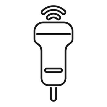 Wireless barcode scanner transmitting data using wifi icon vector