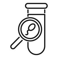 Scientist analyzing sperm in a test tube using magnifying glass vector