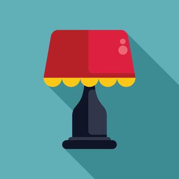 Red table lamp casting shadow on turquoise background vector