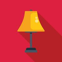 Yellow electric table lamp lighting red wall flat design icon with side shadow vector