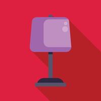 Purple table lamp casting long shadow on red background vector