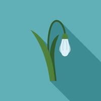 Single snowdrop flower growing with long shadow vector