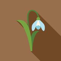 Delicate blue snowdrop blooming in springtime with long shadow vector