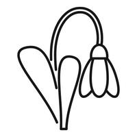 Snowdrop flower growing with leaves icon thin line vector