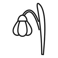 Snowdrop flower growing with leaf icon thin line vector illustration