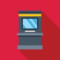 Atm machine displaying withdraw money screen with long shadow on red background vector