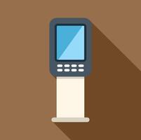 Payment terminal with blank screen standing on a brown background vector
