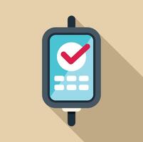 Electronic terminal showing validated payment with checkmark icon vector