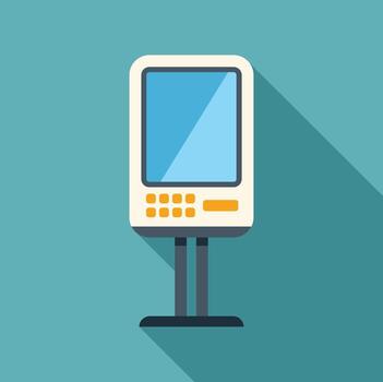 Payment terminal standing on stand showing empty screen vector