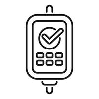 Mobile phone showing validated transaction icon vector