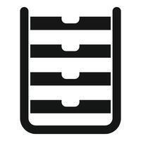 Archive cabinet storing files with four drawers icon vector