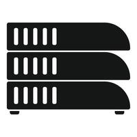 Black server rack icon showing data storing concept vector