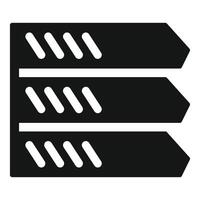 Black server rack icon showing three servers storing data vector