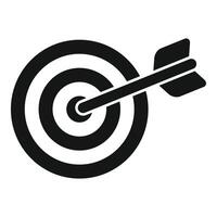 Arrow hitting center of target icon representing success vector