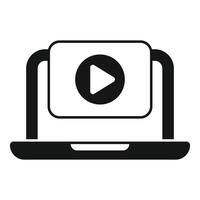 Laptop displaying streaming video player icon vector