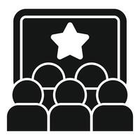 Audience watching movie premiere with star on screen icon vector