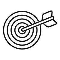 Arrow hitting center of target icon representing success vector