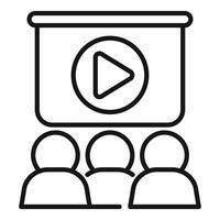 Group of students watching online course on projector screen vector
