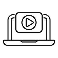Laptop showing video streaming player icon vector