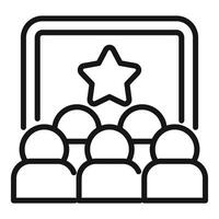 Audience watching movie with star on screen icon thin line vector