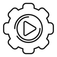 Play button inside gear showing video marketing automation concept vector