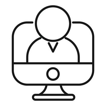 Businessman is using a computer, working remotely vector