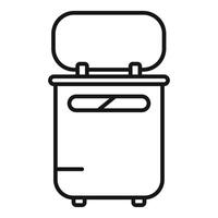 Open public trash can with swinging lid for garbage collection vector