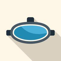 Diving mask with a long shadow is laying on the surface vector