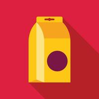 Yellow paper package with a transparent window is standing on a red background vector
